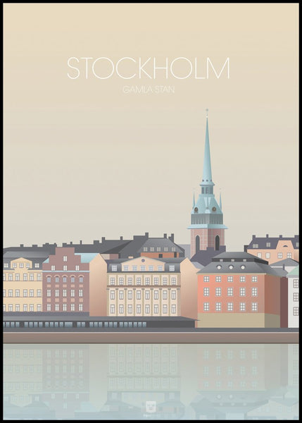 Stockholm gamla stan | INDRAMMET BILLEDE Indrammet billede MF 30x40 Sort