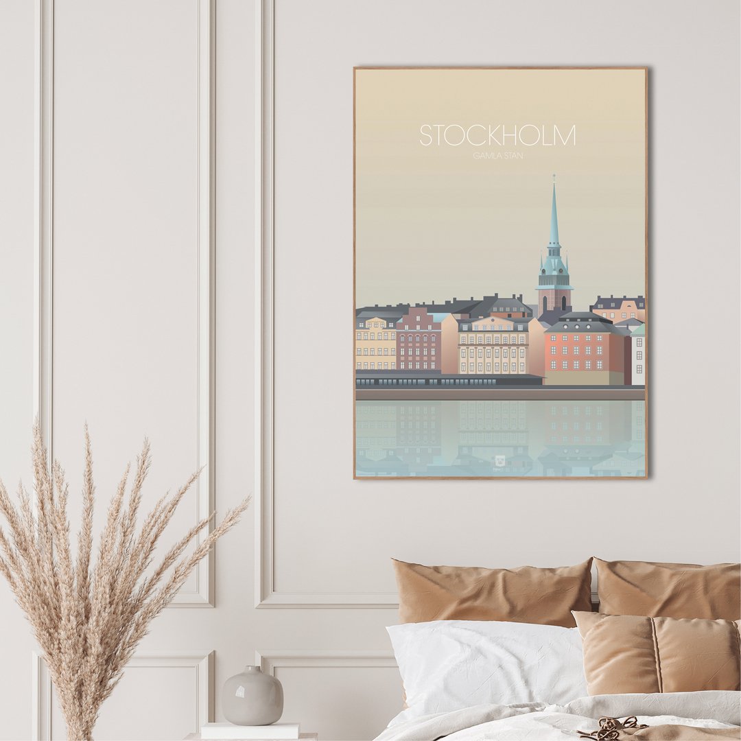 Stockholm gamla stan | INDRAMMET BILLEDE Indrammet billede MF 30x40 Egeramme