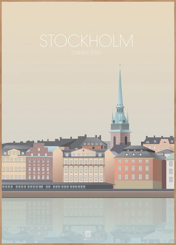 Stockholm gamla stan | INDRAMMET BILLEDE Indrammet billede MF 30x40 Egeramme
