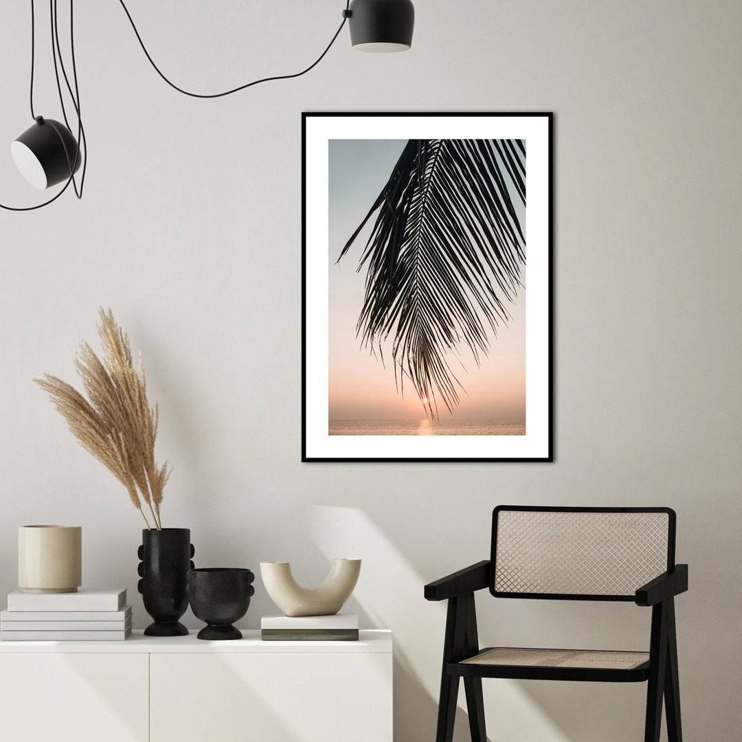 Sunset leaves | INDRAMMET BILLEDE Indrammet billede MF 30x40 Sort