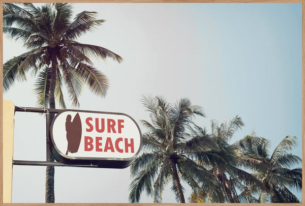 Surf Beach | INDRAMMET BILLEDE Indrammet billede MF 30x40 Egeramme