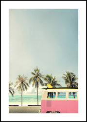 Surf Bus pink | INDRAMMET BILLEDE Indrammet billede MF 30x40 Sort