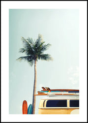 Surf Bus yellow | INDRAMMET BILLEDE Indrammet billede MF 30x40 Sort