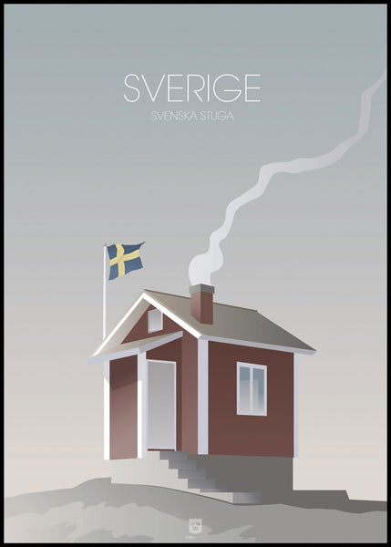 Sverige Stuga | INDRAMMET BILLEDE Indrammet billede MF 30x40 Sort