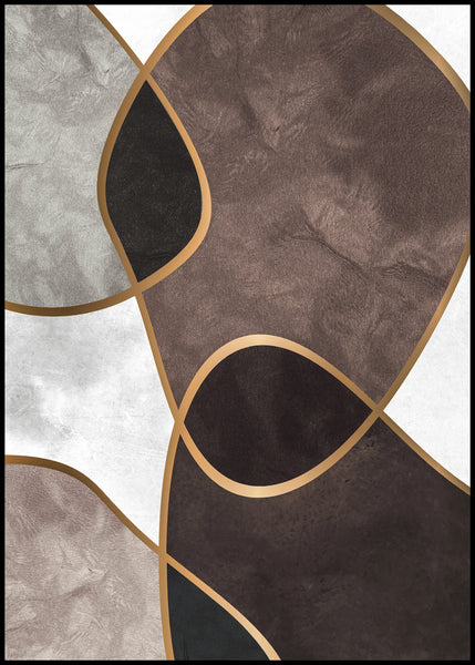 Velvet Shapes 3 | INDRAMMET BILLEDE Indrammet billede MF 30x40 Sort