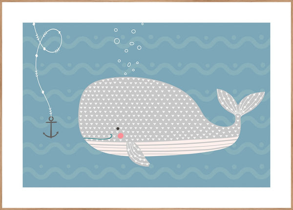 Whale | INDRAMMET BILLEDE Indrammet billede MF 30x40 Egeramme