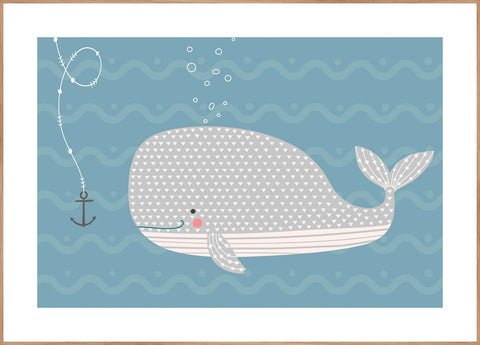 Whale | INDRAMMET BILLEDE Indrammet billede MF 30x40 Egeramme