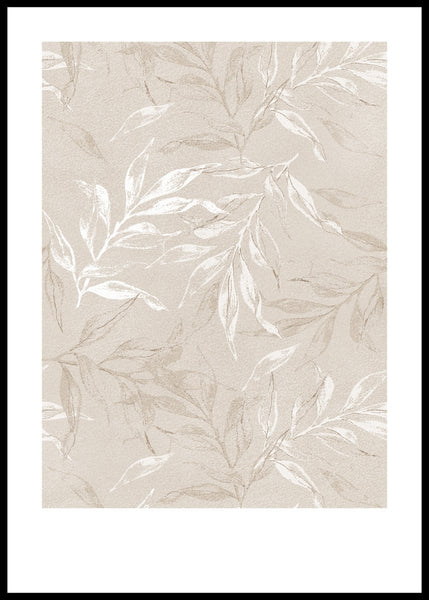 White Leaves 1 | INDRAMMET BILLEDE Indrammet billede MF 30x40 Sort