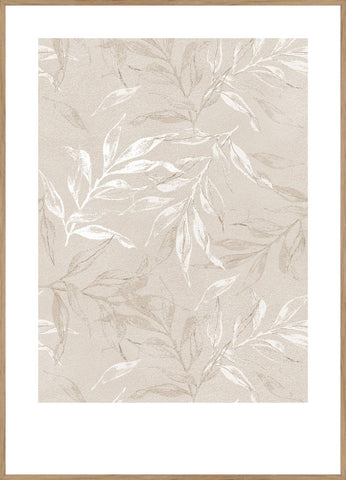White Leaves 1 | INDRAMMET BILLEDE Indrammet billede MF 30x40 Egeramme