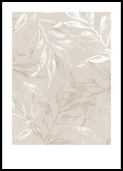 White Leaves 2 | INDRAMMET BILLEDE Indrammet billede MF 30x40 Sort