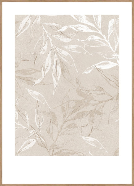 White Leaves 2 | INDRAMMET BILLEDE Indrammet billede MF 30x40 Egeramme