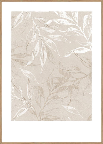White Leaves 2 | INDRAMMET BILLEDE Indrammet billede MF 30x40 Egeramme