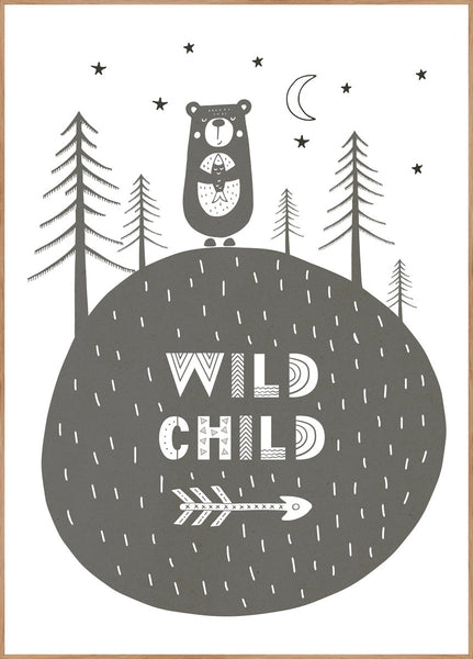 Wild child | INDRAMMET BILLEDE Indrammet billede MF 30x40 Egeramme