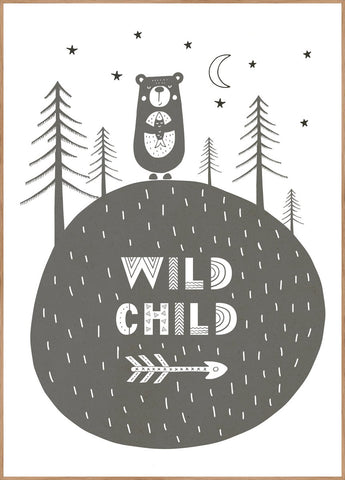Wild child | INDRAMMET BILLEDE Indrammet billede MF 30x40 Egeramme