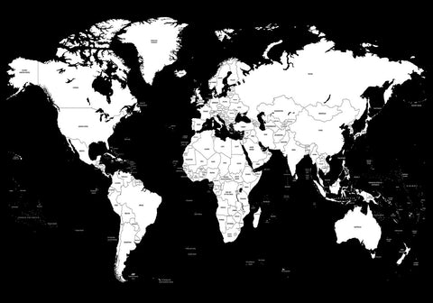 Worldmap Black | INDRAMMET BILLEDE Indrammet billede MF 30x40 Sort