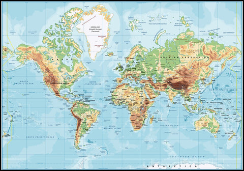 Worldmap classic | INDRAMMET BILLEDE Indrammet billede MF 30x40 Sort