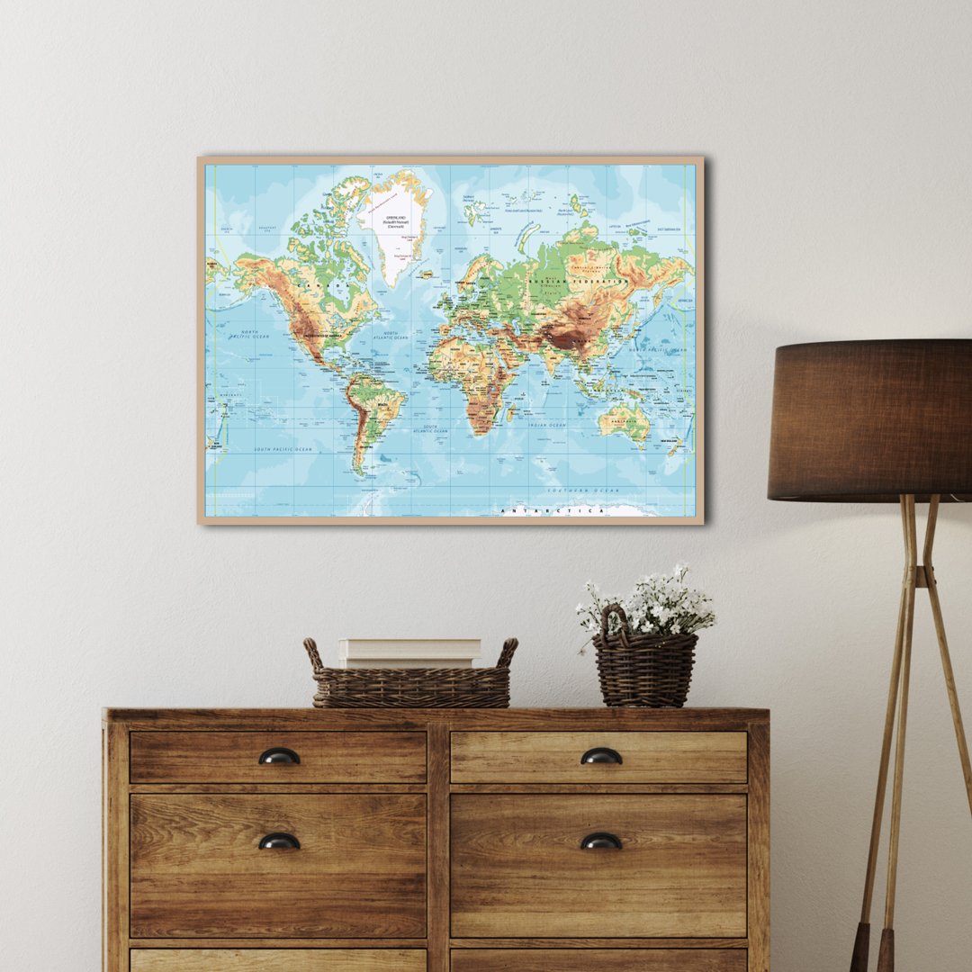 Worldmap classic | INDRAMMET BILLEDE Indrammet billede MF 30x40 Sort
