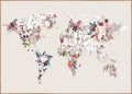 Worldmap flowers light | INDRAMMET BILLEDE