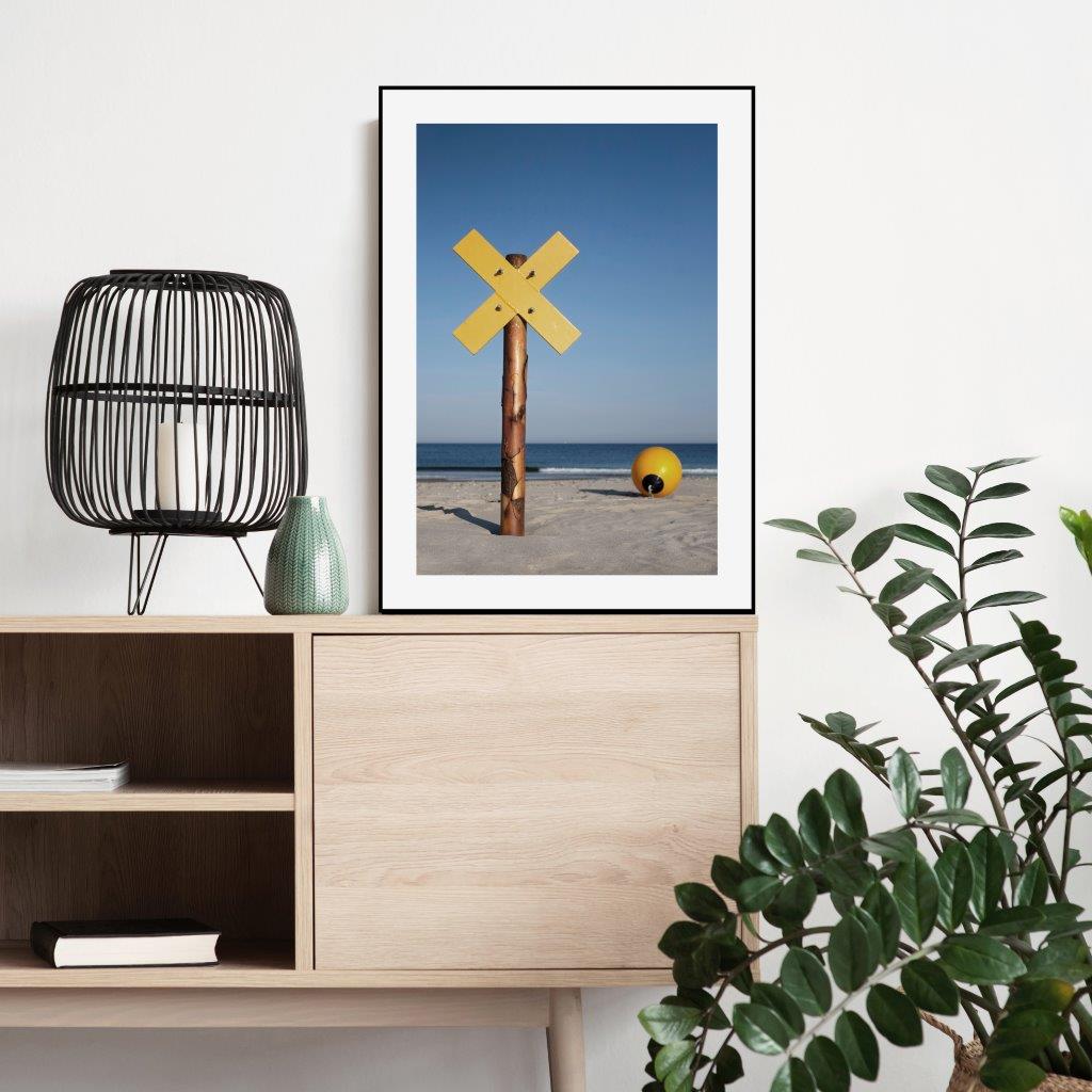 Yellow and blue | INDRAMMET BILLEDE Indrammet billede MF 30x40 Egeramme